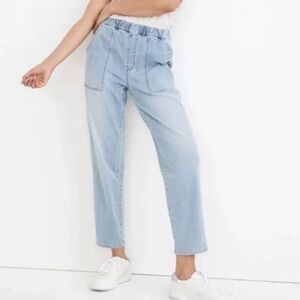 Madewell Light Blue Elastic-Waist Cropped Jeans